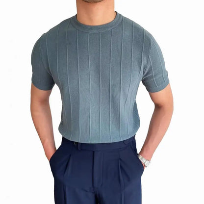 Men Solid Color T-shirt Round Neck Short Sleeve T-shirt Men's Solid Color Slim Fit Summer T-shirt for Fitness Gym Round Neck