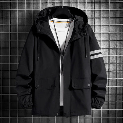saferido Men's Jacket Spring Autumn Fashion Thin Hooded Jacket Street Retro Casual Coat with Pocket Sports Windbreaker