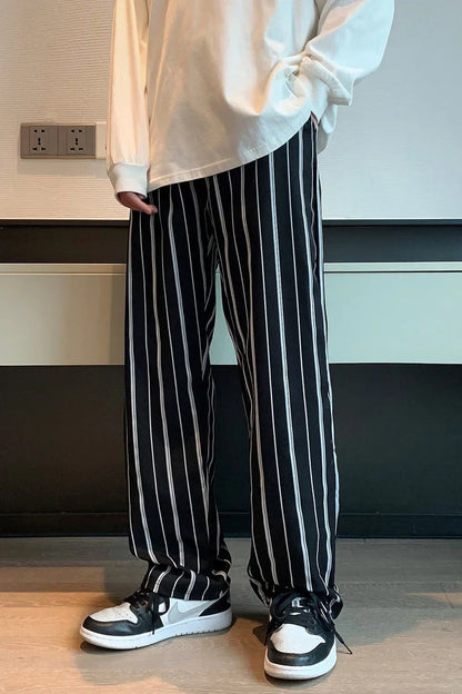 saferido Loose Casual Straight Casual Pants Mens Fashion Spring Summer All-match Fashion Striped Sports Trousers Hip Hop Mopping Pants