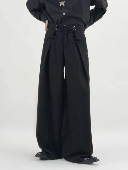 Pants Men Fashion Casual Solid High Street Simple Hip-hop Wide Leg Trousers All-match Korean Style Loose Temperament College New