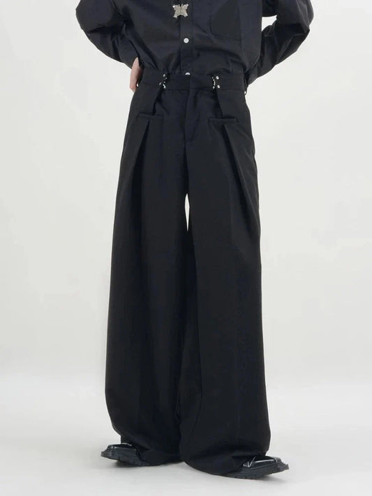 Pants Men Fashion Casual Solid High Street Simple Hip-hop Wide Leg Trousers All-match Korean Style Loose Temperament College New