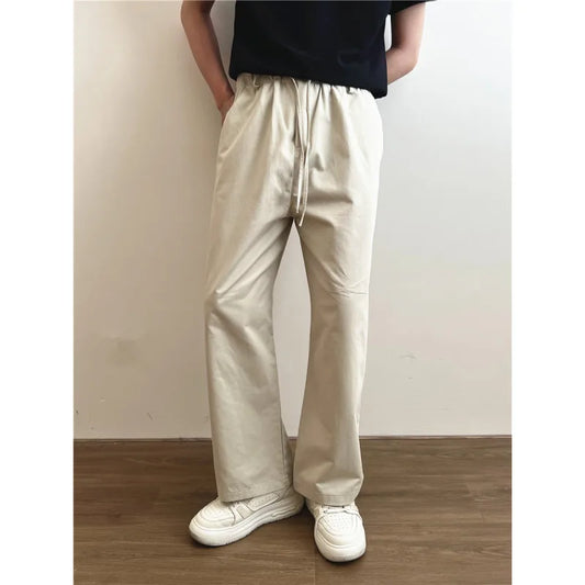 saferido Summer Casual Pants Men Retro Straight Pants Men Japanese Streetwear Loose Wide Leg Pants Mens Vintage Trousers M-2XL ﻿