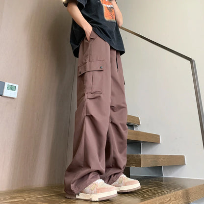 saferido Men Korean Fahions Wide Leg Pants Mens Black Loose Casual Harem Pants Japanese Streetwear Joggers Sweatpants 5XL