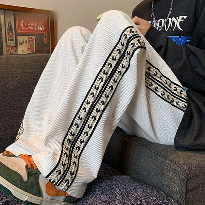 saferido American High Street Casual Jogger Pants Men's Sweatpants Y2K Street Fashion Loose Straight Wide-Leg Baggy Pants Streetwear