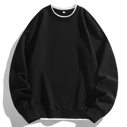 Men O-Neck Basic Hoodies Male Casual Loose Harajuku Hoodles Sweatshirts Long Sleeve Tops Solid Color Streetwear Pullovers