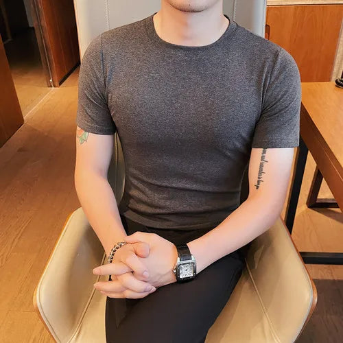 saferido Summer Brand Tight fitting T Shirts Harajuku Men Clothing Oversized Tops & Tees Plus Size Clothes Korean White Short Sleeve