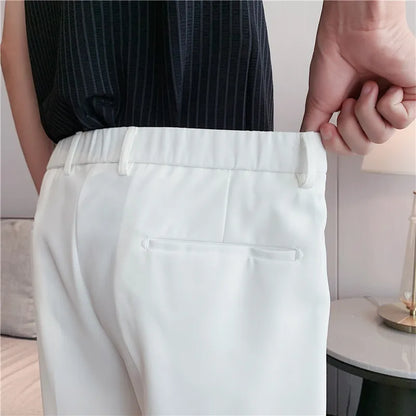 saferido British Style Men's Summer Business Leisure Shorts/Male Slim Fit Loose Suit Shorts/White Blue Black Plus Size S-2XL