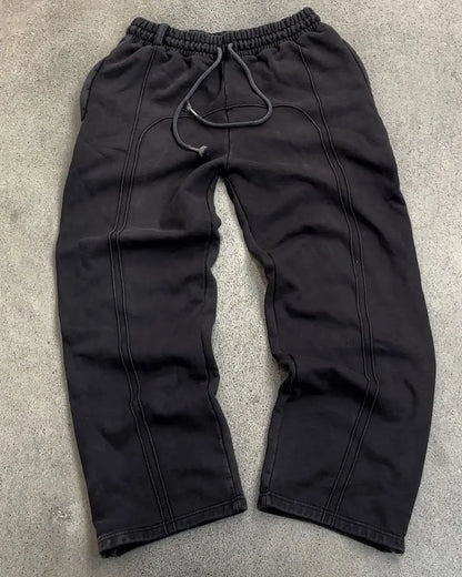 saferido High Street Trendy Straight Casual Pants American Harajuku Retro Splicing Oversized Sweatpants Men Personalized Streetwear