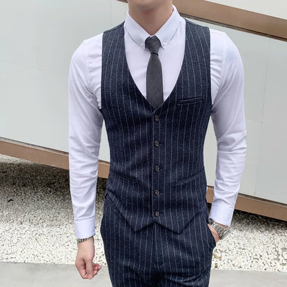 saferido Brand Clothing New Men's Suit Vest Dress Male Sleeveless Business Single Buckle Waistcoat Spring Autumn Plus Size S-4XL