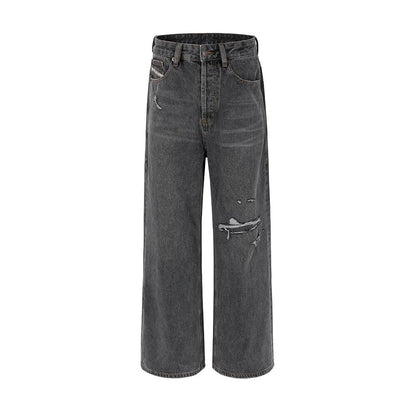 Harajuku Washed Vintage Hole Ripped Baggy Casual Jeans Pants Unisex Y2K Straight Loose Denim Trousers Streetwear Oversize Cargos