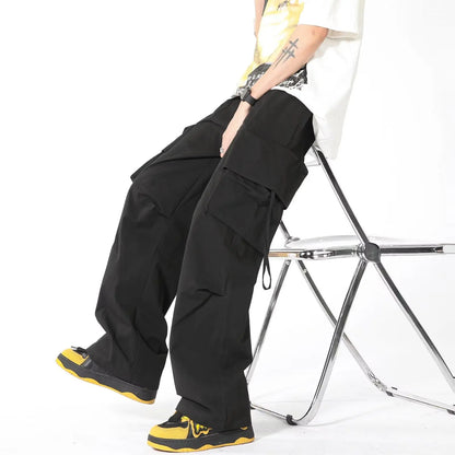 saferido Men's American Streetwear Cargo Casual Pants Fashion Trend Solid Color Sweatpants Pocket Decoration Trousers  S-3XL