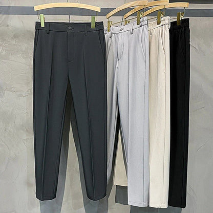 saferido Spring Summer Men Thin Suit Pants Korean Fashion Business Office Streetwear Male Clothing Casual Loose Solid Straight Trousers