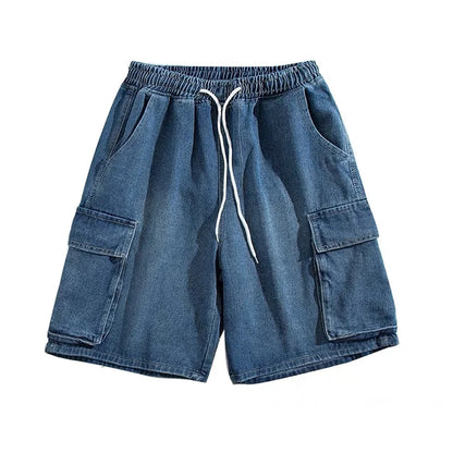 saferido Summer Men Denim Short Streetwear Vintage Korean Harajuku Pocket Jeans Shorts Hip Hop Cargo Pants Oversized Bottoms Male Clothes