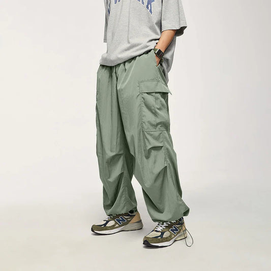 saferido Baggy Cargo Pants Men Green Parachute Wide Leg Trousers Male Black Oversize Loose Casual Streetwear Hip Hop Waterproof