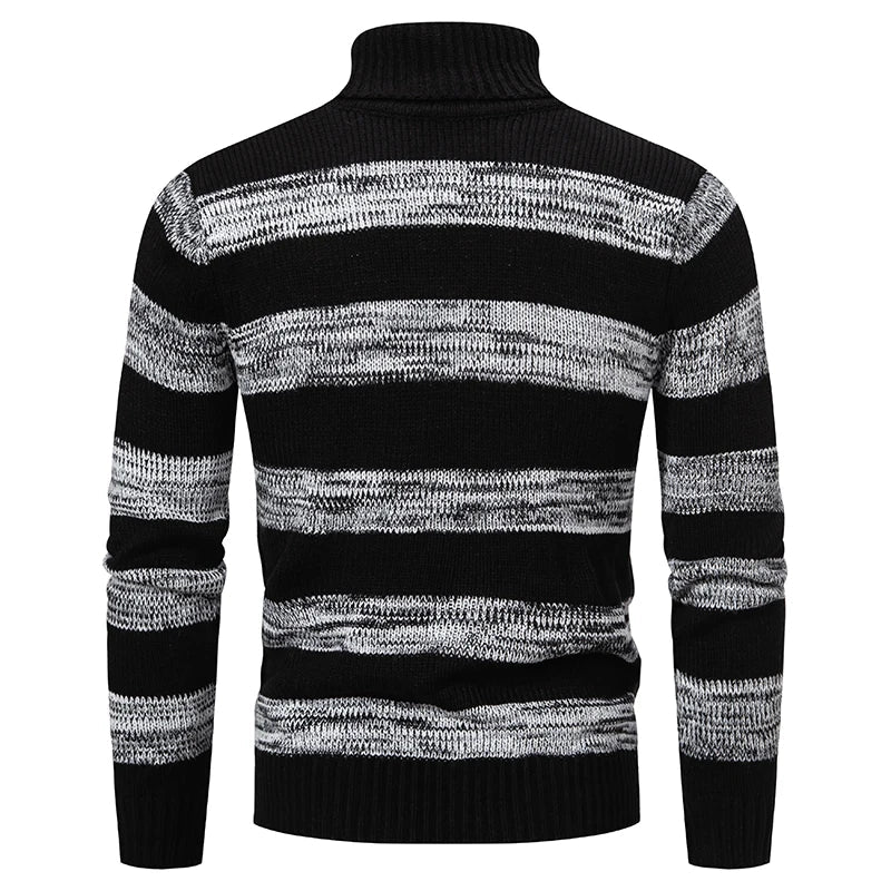 High Quality Men's New Autumn and Winter Casual Warm Neck Sweater Knit Pullover Warm Tops