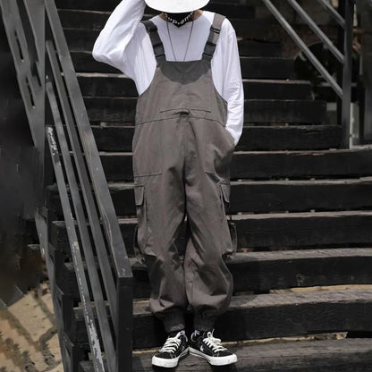 saferido Spring And Autumn Mens Casual High Quality Overalls American High Street Hip-Hop Fashion Solid Color Amei Khaji Overalls