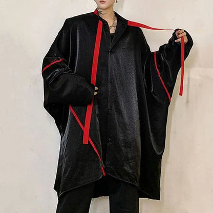 saferido Mens Japanese Dark Style Contrast Color Long-Sleeve Shirt 2024 New Autumn Genderless Fashion Personality Street Loose Top Unisex