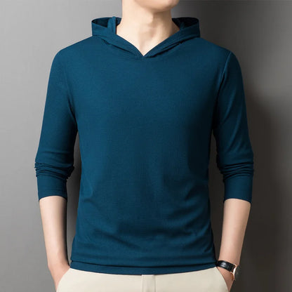 saferido Fashion Spring Autumn Thin Hoodies Men Pullover Sweatshirts Slim Hoodie Streetwear Mens Solid Color Casual Hooded Sweatshirts