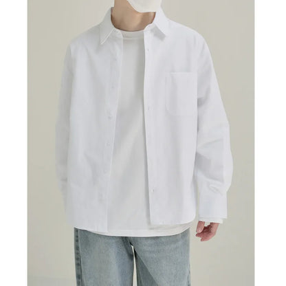 Blue White Shirt Men Fashion Social Mens Dress Shirt Korean Loose Long Sleeve Shirt Mens Office Formal Shirt Male Casual Shirts