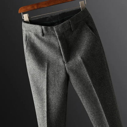 High Quality Autumn Winter New Men's Suit Pants Fashion Business Casual Woolen Suit Pants Male Straight Formal Trousers