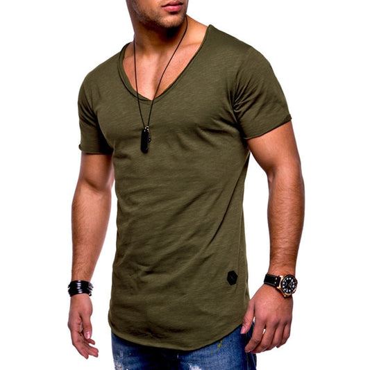 Brand New Men's t shirts Short Sleeve V-Neck Solid Color Men T-Shirt Casual V Collar Man T-Shirt Tops Tees For Male
