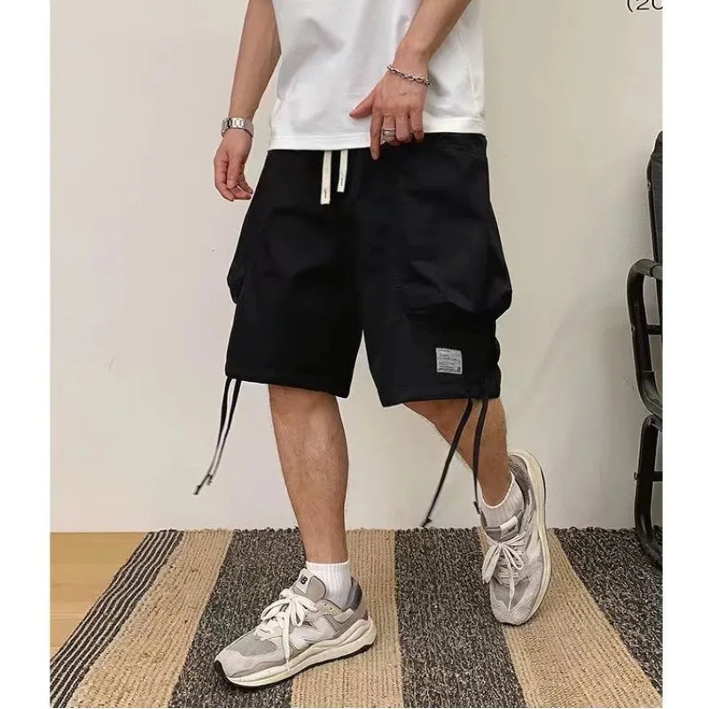saferido New Harajuku Men Shorts Streetwear Jogger Shorts Women Mens Summer Loose Elastic Waist Hip Hop Shorts Solid Multi-Pocket