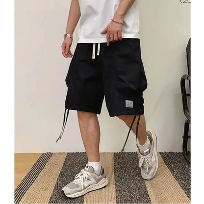 saferido New Harajuku Men Shorts Streetwear Jogger Shorts Women Mens Summer Loose Elastic Waist Hip Hop Shorts Solid Multi-Pocket