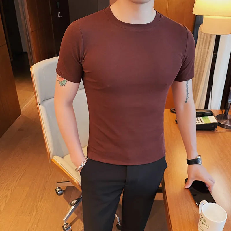 saferido Summer Brand Tight fitting T Shirts Harajuku Men Clothing Oversized Tops & Tees Plus Size Clothes Korean White Short Sleeve