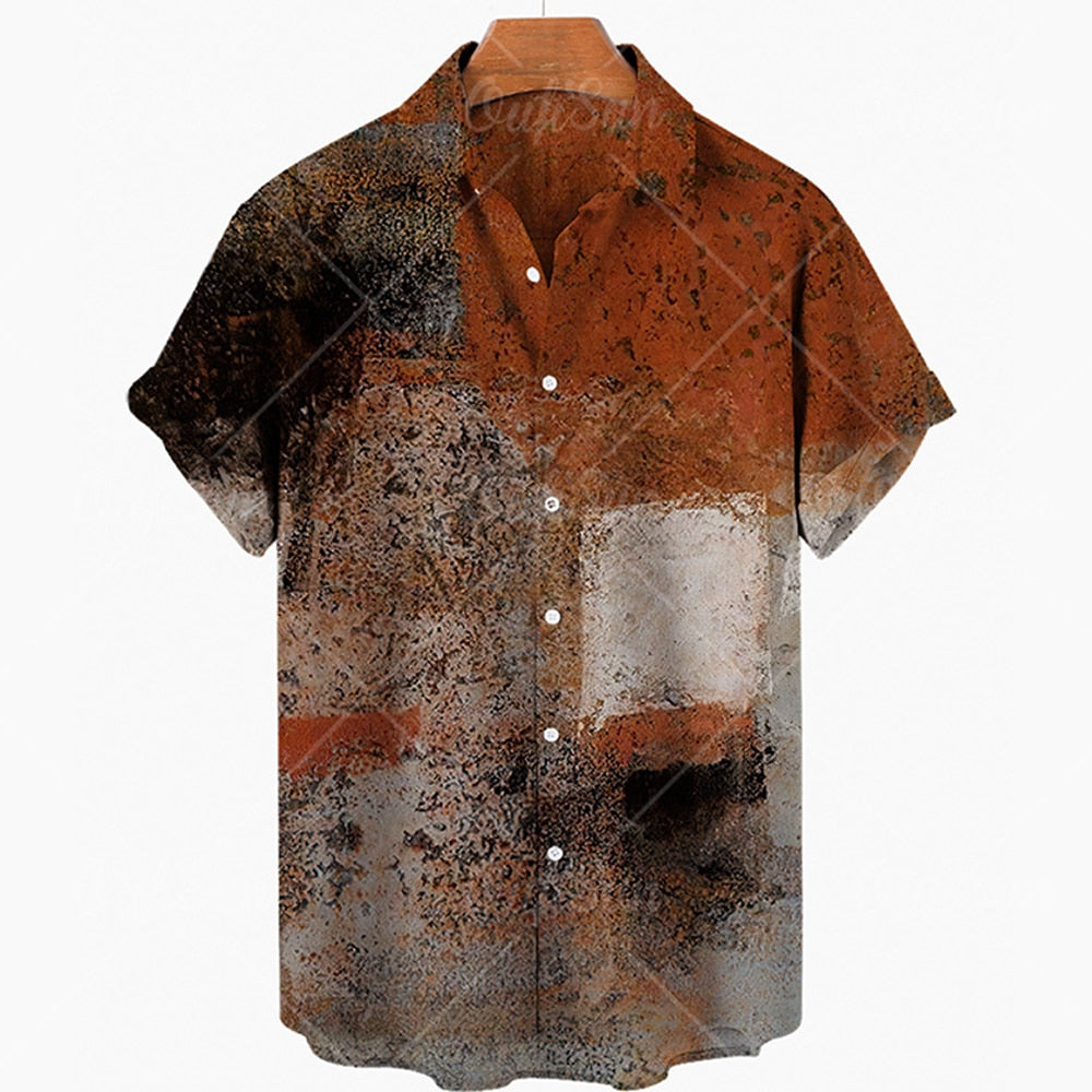 Mens Summer Hawaiian Beach Shirts 3D Printing Wind Luxury Designer Vintage Clothes Oversized Irregular Pattern Y2k Floral Punk