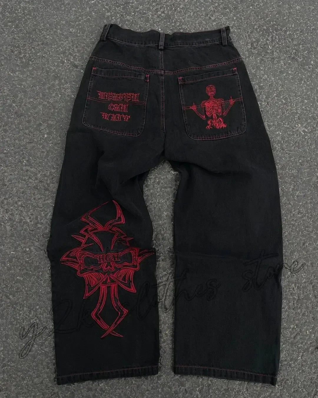 Street Popular Joker Solid Color Jeans Men Y2K New Harajuku Casual Loose Washed Straight Wide Leg Pants Unisex Vintage Trousers