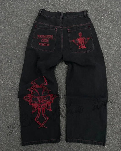 Street Popular Joker Solid Color Jeans Men Y2K New Harajuku Casual Loose Washed Straight Wide Leg Pants Unisex Vintage Trousers