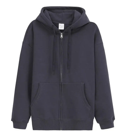 saferido 600GSM 95% Cotton Solid Retro Oversize Hoodie Unisex Winter Warm Zipper Up Open-Up Hoodies Vintage Classic Streetwear Loose Coat