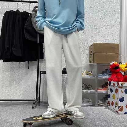saferido Loose Sweatpants Men High Street Wide Leg Pants Spring Autumn Fashion Hong Kong Style Solid Straight Tube Trousers Male Clothes