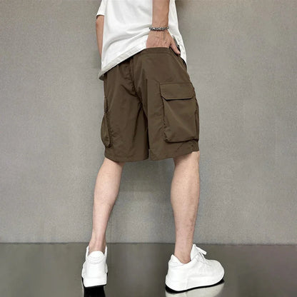 saferido Mens Casual Cargo Shorts Fashion Hip-Hop High Street Solid Color American Loose Spring And Summer New Style Half Trousers