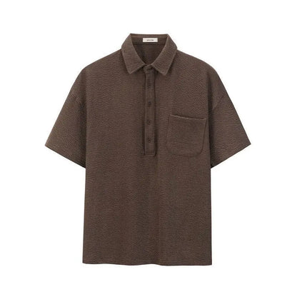 Korean Solid Color Knit Polo Shirt Lapel Short Sleeve T-shirt Men Summer Trend Loose Casual Top Golf Button Polo T Shirt for Men