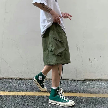 saferido Summer Mens Cargo Shorts Loose Hip Hop Harajuku Straight Streetwear Bermuda Masculina