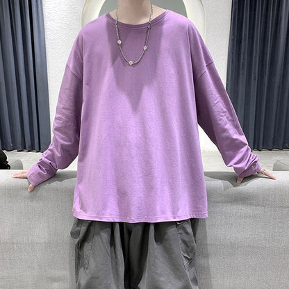 Autumn Long Sleeve T-Shirt Men Fashion Solid Basic T Shirt Mens Oversized Hip Hop Casual Cotton Mens Streetwear Top Tees