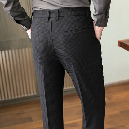 saferido British Style Men Spring High Quality Casual Waffle Business Suit Pants/Male Slim Fit Fashion Formal  Dress Trousers 28-38
