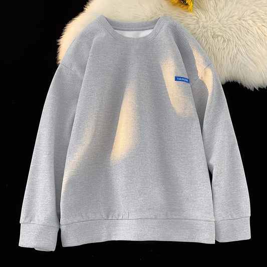 saferido Multi-Coloured Solid Colour Sweatshirt Unisex Style Couple Sweatshirt Fashion Casual Large Size Men's Pullover Korean Clothing