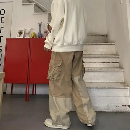 saferido Baggy Black Cargo Pants for Men Khaki Cargo Trousers Male Vintage Loose Casual Autumn Japanese Streetwear Hip Hop Retro