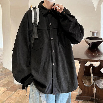 saferido Fashion Lapel Button All-match Solid Shirts Coats Men's Clothing 2024 Spring New Loose Casual Long Sleeve Tops Korean Shirt