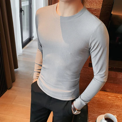saferido Brand Clothing Men's Spring High Quality Casual Long Sleeve T-Shirt/Male Slim Fit O-Neck business T-shirts Homme S-4XL