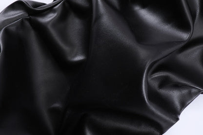 Hip Hop Mens Pleated Pu Leather Pants Harajuku Retro Streetwear Loose Ruched Casual Trousers Straight Solid Color Black Pants