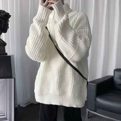 saferido Autumn Winter Mens Casual Turtleneck Pullover Men's Long Sleeve Rollneck Sweater Korean Style Fashion Warm Knitted Sweater