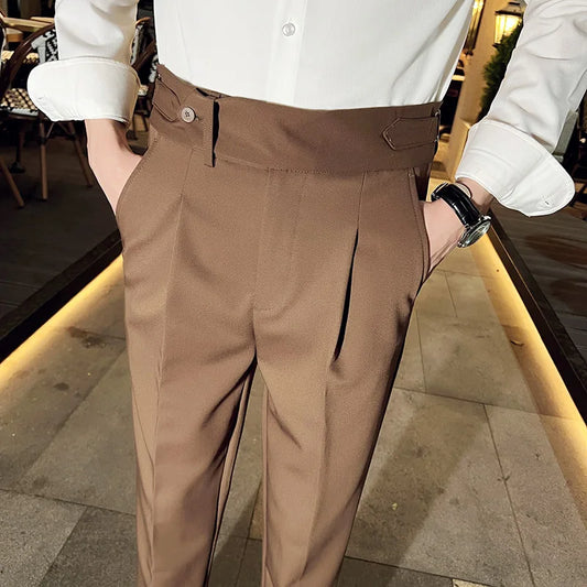 saferido Men's High Waist Spring England Business Trousers/Male Slim Fit High quality Casual Suit Pants Hombre 36