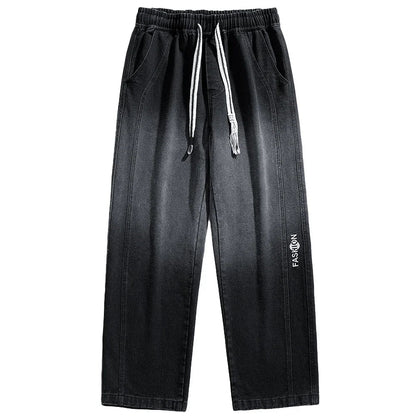 saferido Winter Men's Oversized Jeans Thicken Velvet Warm Denim Pants Wide-Leg Straight Thermal Fleece Baggy Jean Trousers