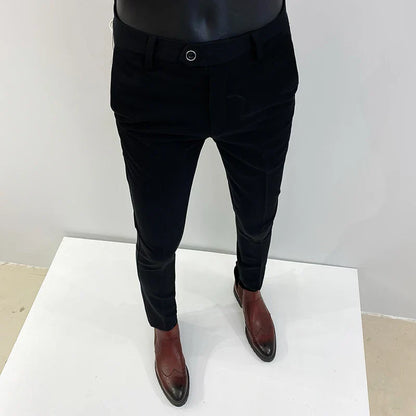 saferido Spring/Summer New Suit Pant Mens Korean Slim Business Formal Pants Black Beige Men Office Work Men Trousers