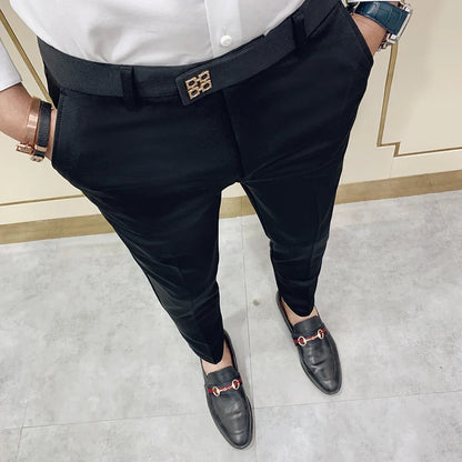 saferido  Men Gray Business Suit Pant Casual Formal Mens Dress Pants Spring Spring Pantalon Costume Slim Fit Suit Trousers 36