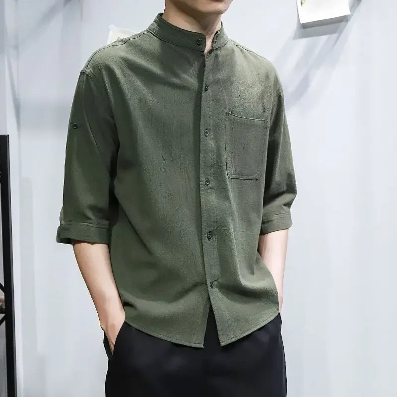 saferido Man Shirt Linen and Cotton Oversize Shirts for Men Plain Half Sleeve Fashion 2024 Cheap Things with Free Shipping Casual Tops I