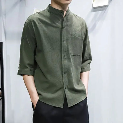 saferido Man Shirt Linen and Cotton Oversize Shirts for Men Plain Half Sleeve Fashion 2024 Cheap Things with Free Shipping Casual Tops I